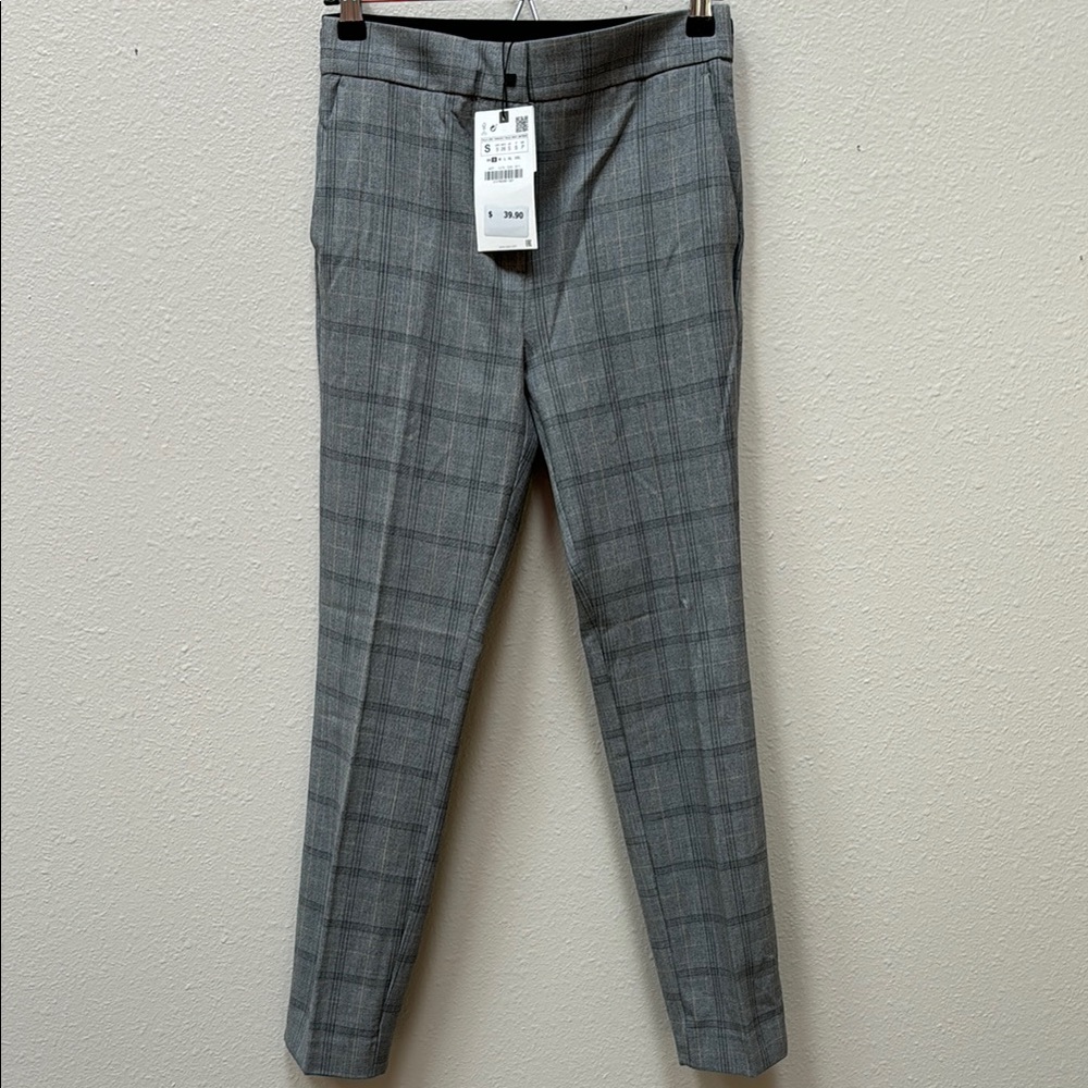 Zara Women’s Gray Plaid Trousers Sz S NEW with tags